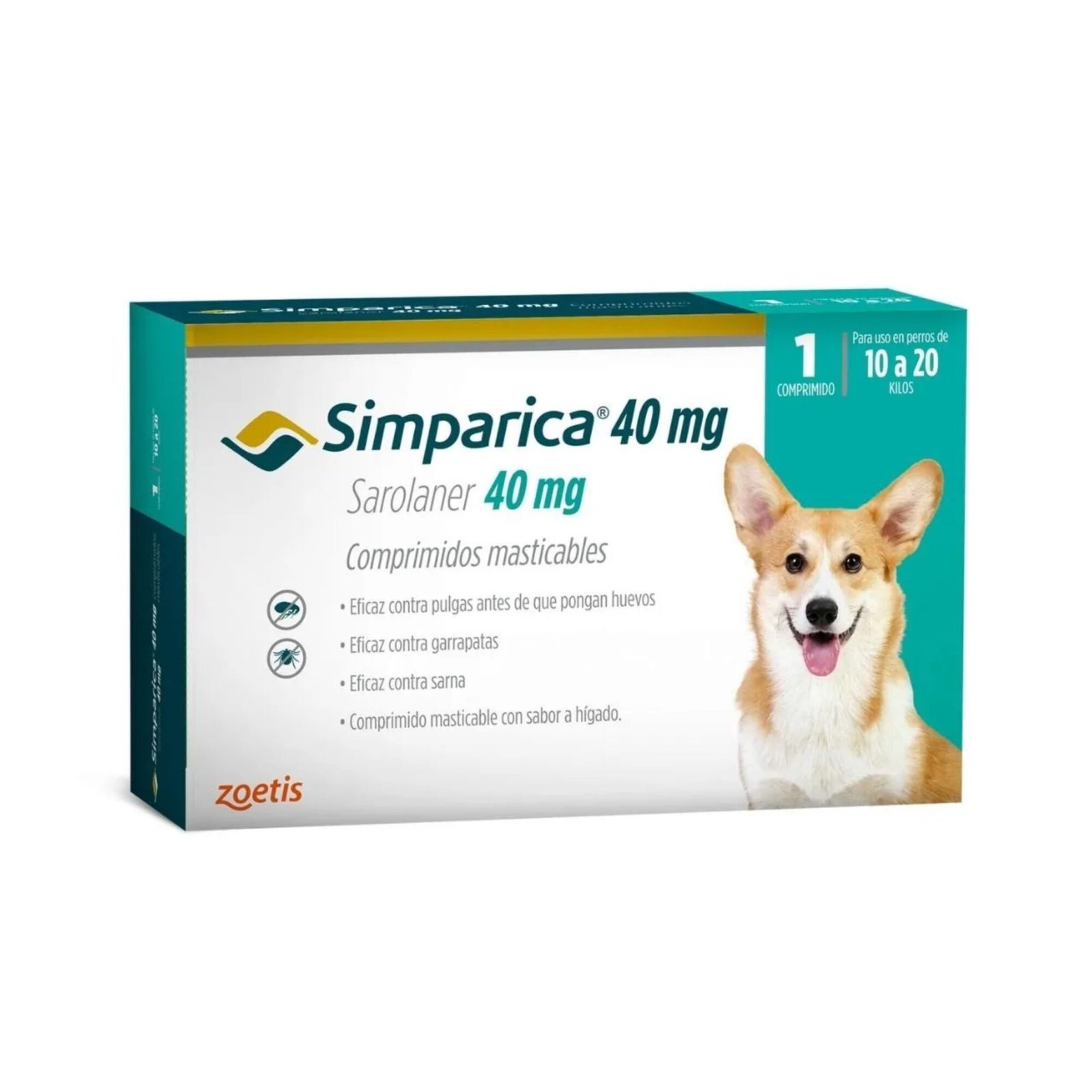 Simparica® 40 mg – 1 Tableta De 10 kg a 20 kg (1 Mes)