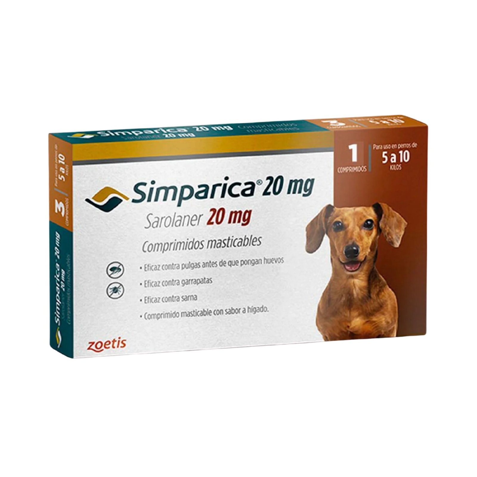 Simparica® 20 mg – 1 Tableta De 5 kg a 10 kg (1 Mes)