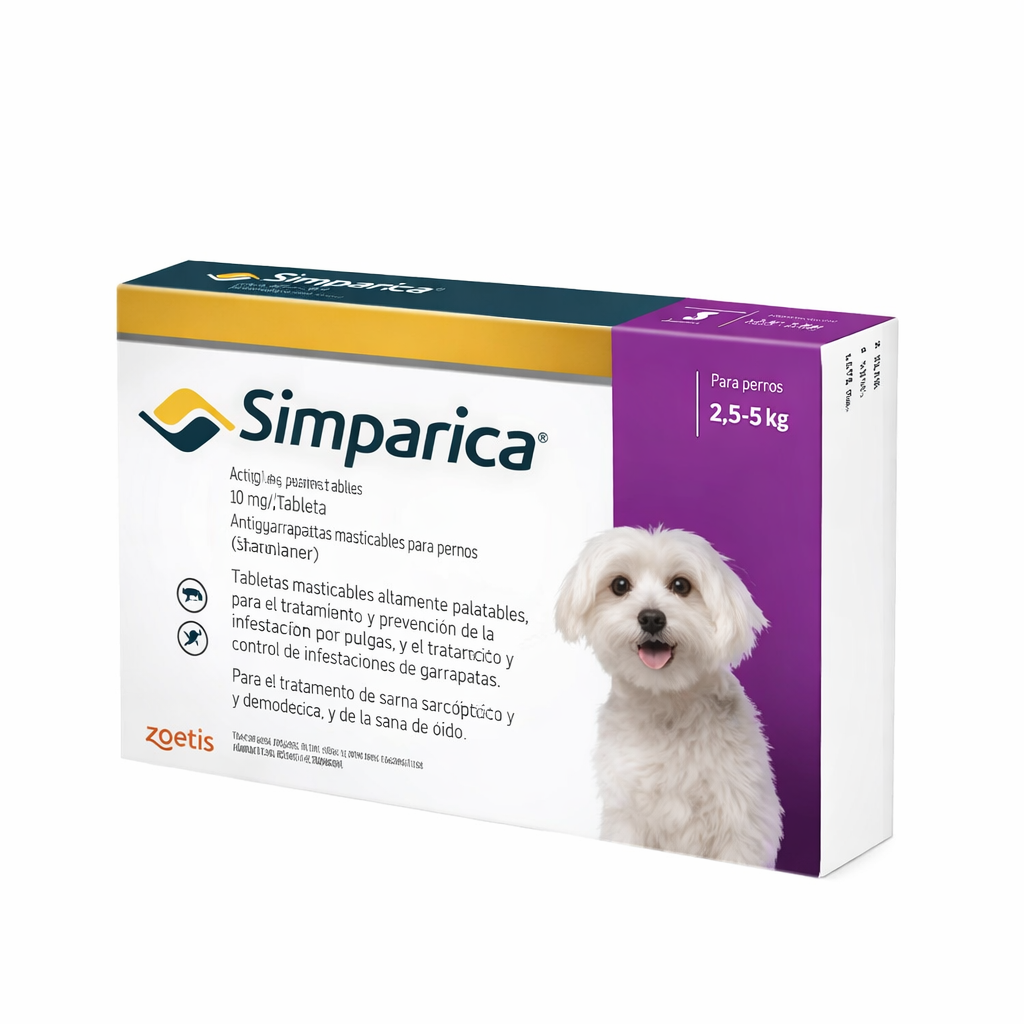Simparica tablera de 10Mg para pesos de 2.5-5Kg