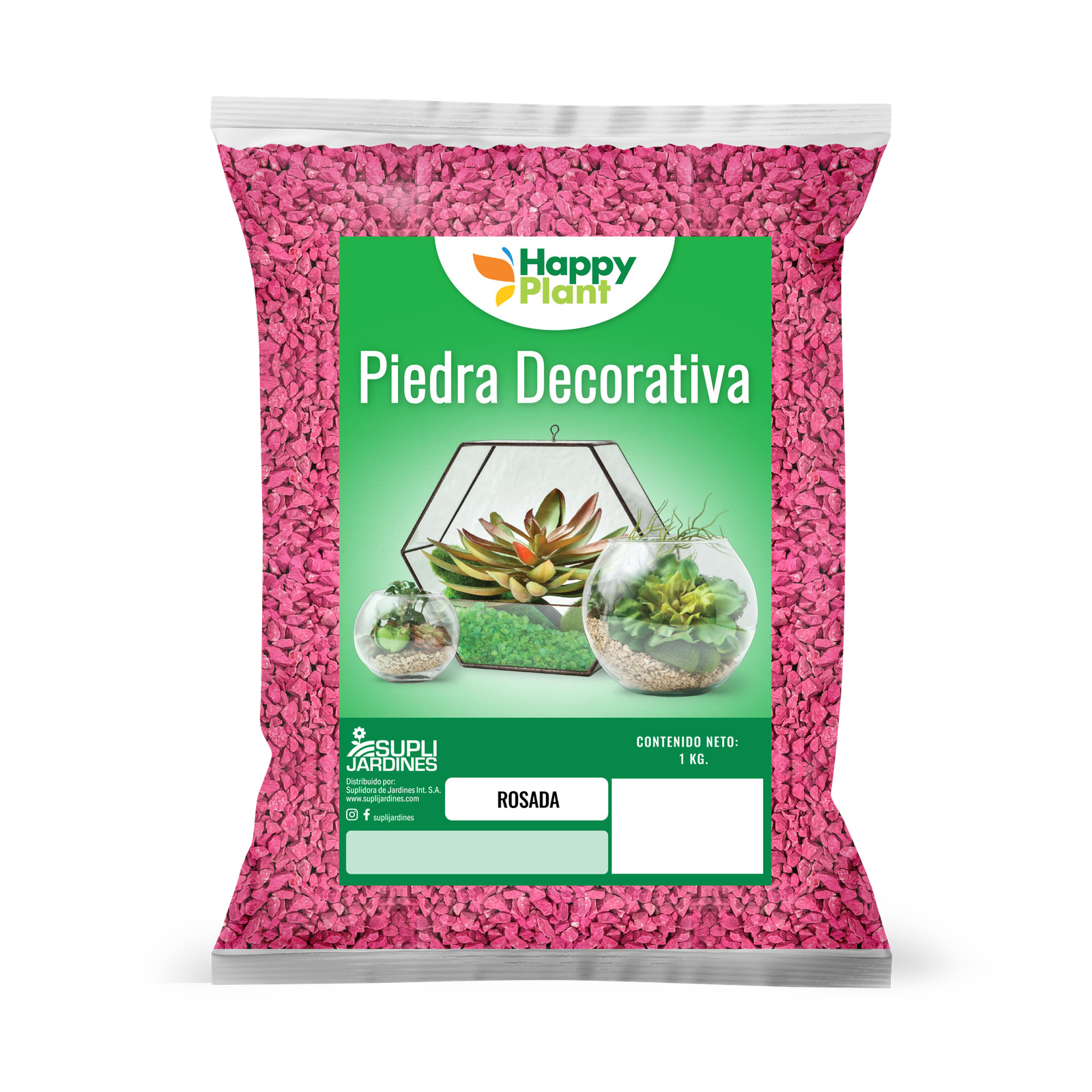 Happy Plant  Piedras Decorativas Rosada 1kg