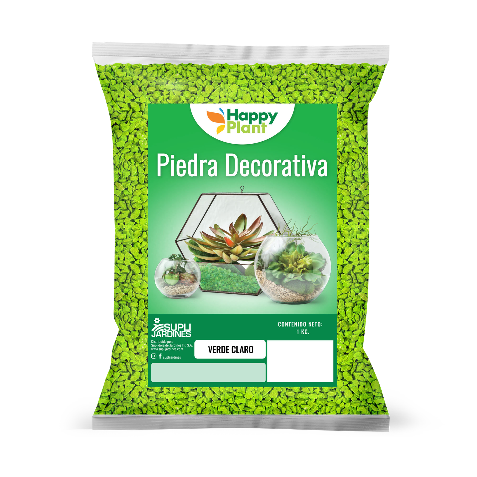 Happy Plant Piedras Decorativas Verde 1kg