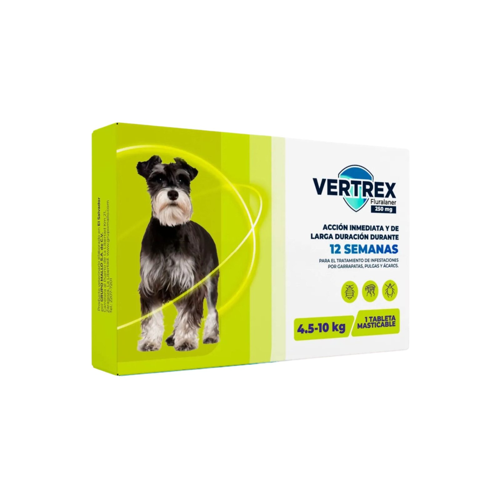 Vertrex 250 Mg Perro pesos de 4.5 A 10 Kgs (3 Meses)