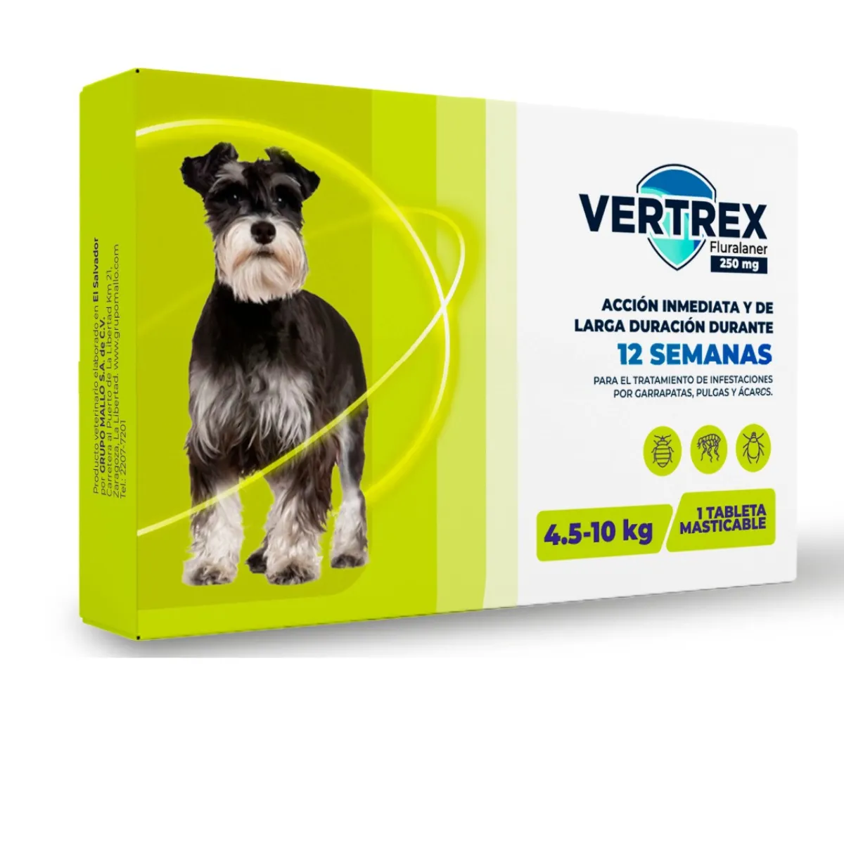 Vertrex Pequeño 250 Mg 3 Meses 4.5 A 10 Kgs Verde