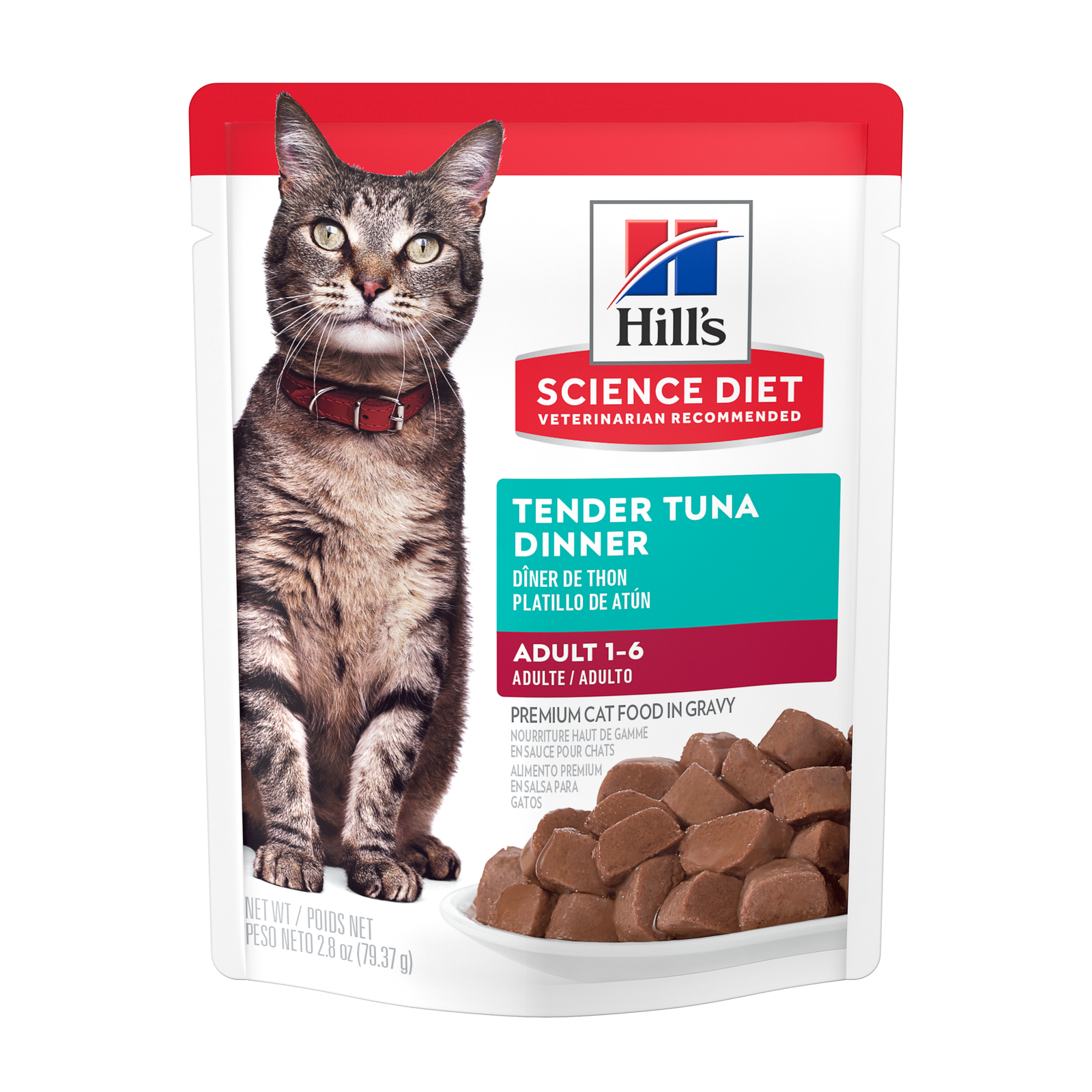 Sobre Alimento húmedo Hills Gato Adulto Tender Tuna Dinner 2.8 Onz