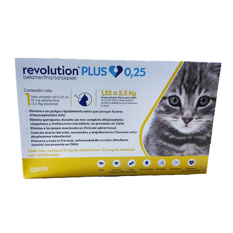 Pipeta Para Gato Revolution Plus Hasta 2.5 Kgs (Amarilla) Unidad